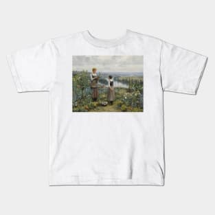 Picking Flowers by Daniel Ridgway Knight Kids T-Shirt